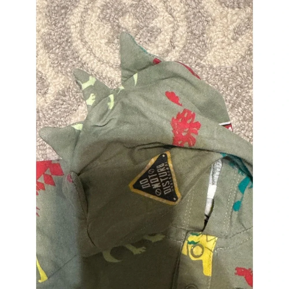 Jurassic World Dominion Dinosaur Hooded Romper Organic Cotton Green 6 Months